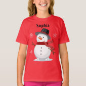 Schattigee Kerst Feestelijke Sneeuw man Custom mei T-shirt (Voorkant)