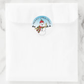 Schattigee kerst Feestelijke Sneeuwman en Sneeuwvl Ronde Sticker (Tas)