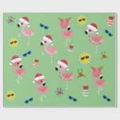 Schattigee kerst Flamingo Tropical Cadeaupapier (Vlak)