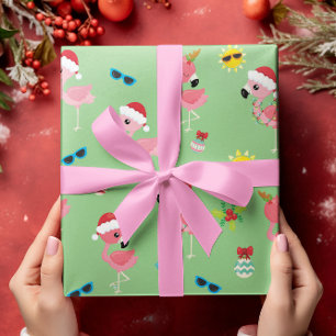 Schattigee kerst Flamingo Tropical Cadeaupapier