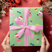 Schattigee kerst Flamingo Tropical Cadeaupapier