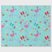 Schattigee kerst flamingo's cadeaupapier (Vlak)