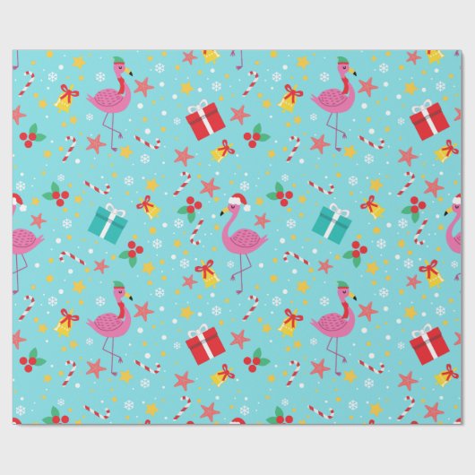 Schattigee kerst flamingo's cadeaupapier (Vlak)