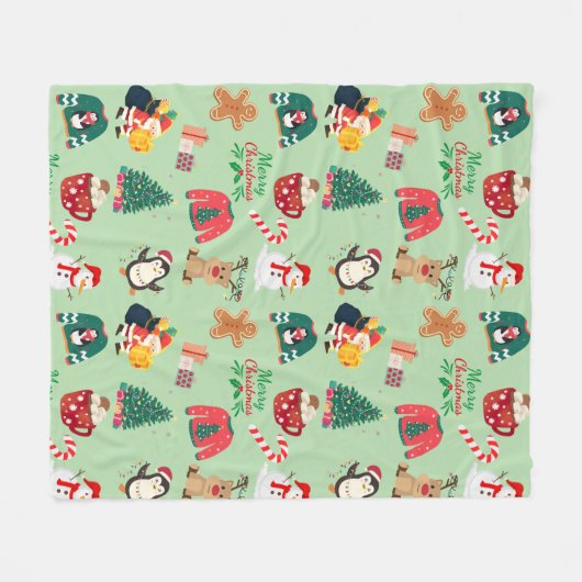 Schattigee kerst fleece deken (Voorkant (Horizontaal))