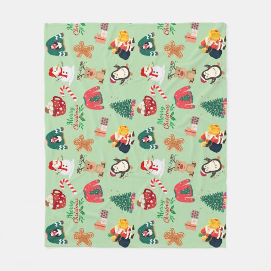 Schattigee kerst fleece deken (Voorkant)