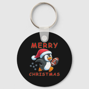 Schattigee kerst Football pinguïn Sleutelhanger