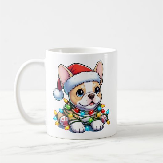 Schattigee kerst Franse Bulldog Mok (Links)
