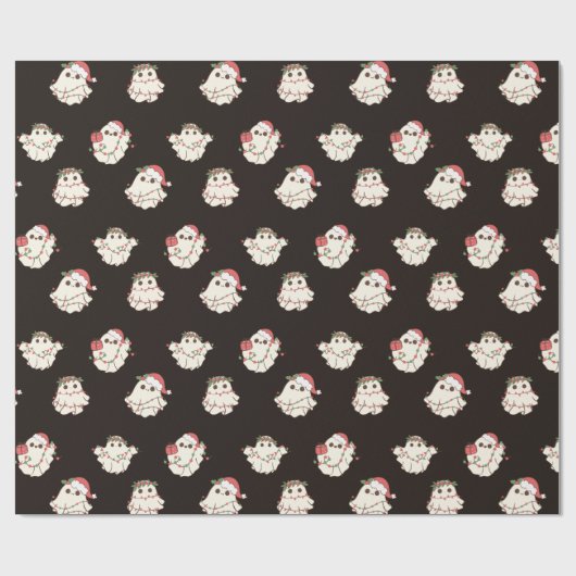 Schattigee kerst geesten en lichten cadeaupapier (Vlak)