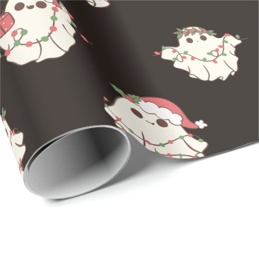 Schattigee kerst  geesten en lichten cadeaupapier (Rol Hoek)