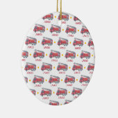 Schattigee Kerst gepersonaliseerde brandweerwagen Keramisch Ornament (Rechts)