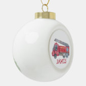 Schattigee Kerst gepersonaliseerde brandweerwagen  Keramische Bal Ornament