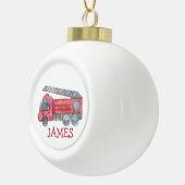 Schattigee Kerst gepersonaliseerde brandweerwagen  Keramische Bal Ornament (Rechts)
