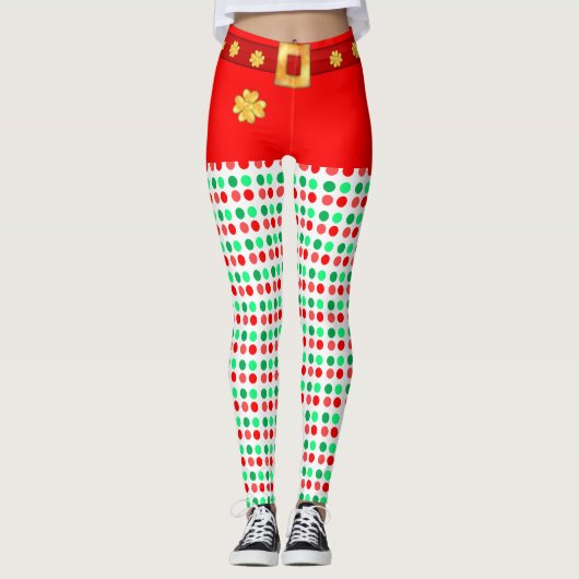 Schattigee kerst gestippelde leggings (Voorkant)