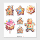 Schattigee Kerst Gingerbread Cookie Set Sticker (Vel)
