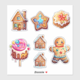 Schattigee Kerst Gingerbread Cookie Set Sticker