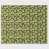 Schattigee Kerst Gingerbread Cookies Groen Cadeaupapier (Vlak)