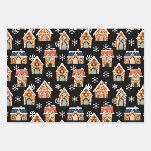 Schattigee Kerst Gingerbread Cookies Sneeuwvlokken Inpakpapier Vel (Voorkant)