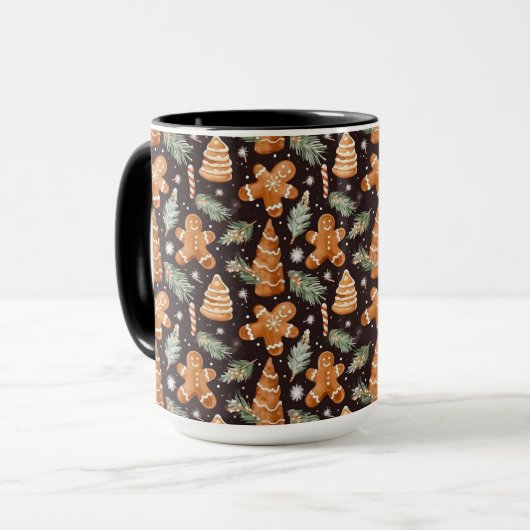 Schattigee Kerst Gingerbread en Tree Pattern Mok (Voorkant links)