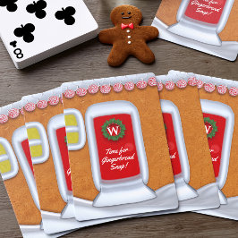 Schattigee Kerst Gingerbread House Monogram Vakant Pokerkaarten
