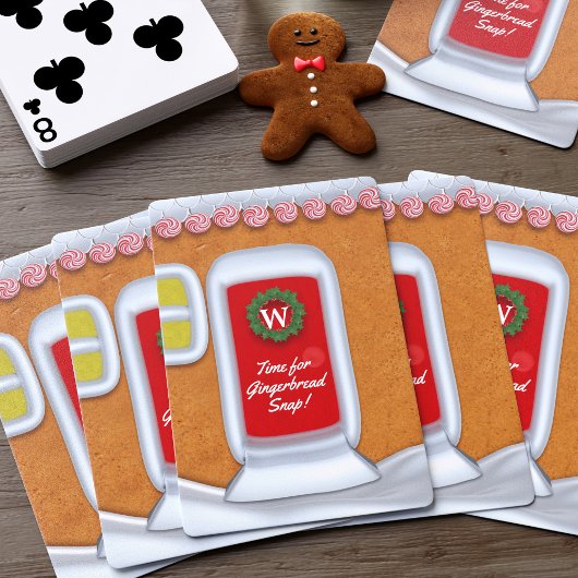 Schattigee Kerst Gingerbread House Monogram Vakant Pokerkaarten