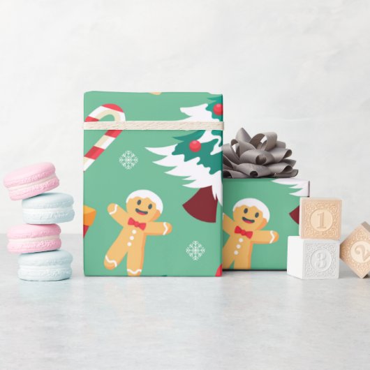 Schattigee Kerst Gingerbread Snoep Wrapping Paper Cadeaupapier (Baby Shower)