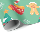 Schattigee Kerst Gingerbread Snoep Wrapping Paper Cadeaupapier (Rol Hoek)