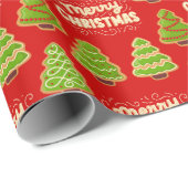 Schattigee Kerst Gingerbread Trees Feestdagen Cadeaupapier (Rol Hoek)