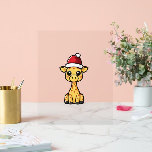 Schattigee Kerst Giraffe Comic Acryl Bord (Huwelijk)