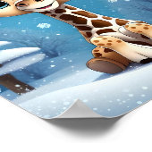 Schattigee Kerst Giraffe EIGEN KUNST Lisa-Dawn Des Poster (Hoek)