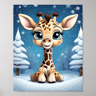 Schattigee Kerst Giraffe EIGEN KUNST Lisa-Dawn Des Poster