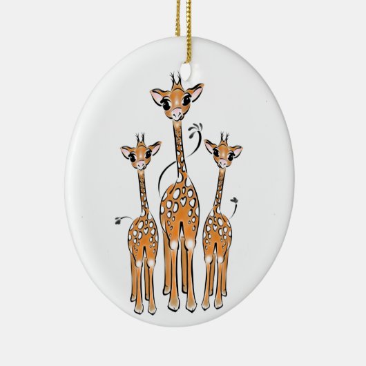Schattigee kerst Giraffe familie safari dieren Keramisch Ornament (Rechts)
