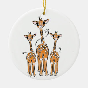 Schattigee kerst Giraffe familie safari dieren Keramisch Ornament