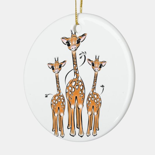 Schattigee kerst Giraffe familie safari dieren Keramisch Ornament (Links)