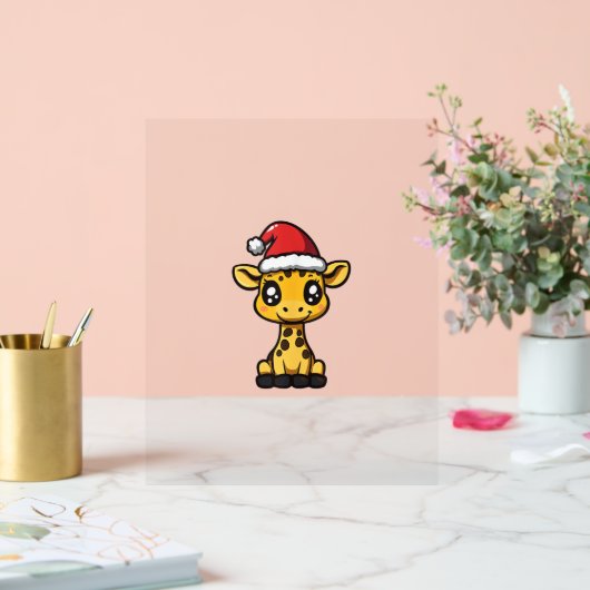 Schattigee Kerst Giraffe Xmas Comic Acryl Bord (Huwelijk)