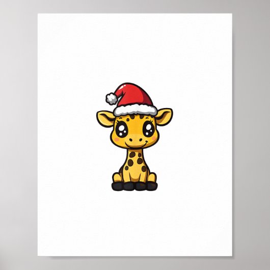Schattigee Kerst Giraffe Xmas Comic Poster (Voorkant)