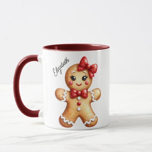 Schattigee Kerst Girly Gingerbread Monogram Mok (Links)