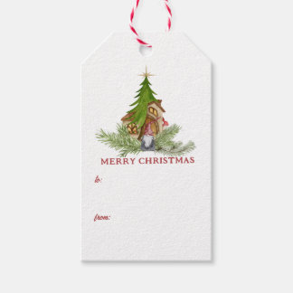 Schattigee Kerst Gnome Aanpassen Gift Label Cadeaulabel