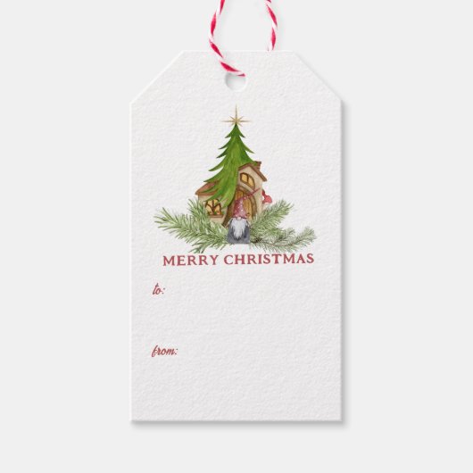 Schattigee Kerst Gnome Aanpassen Gift Label Cadeaulabel (Voorkant)