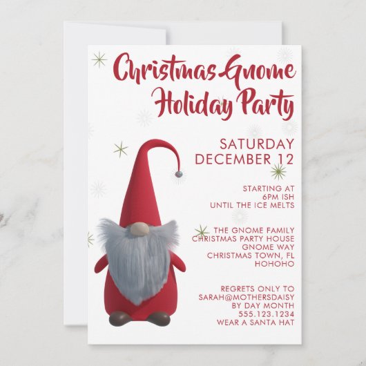 Schattigee Kerst Gnome Vakantie Party Uitnodiging (Voorkant)