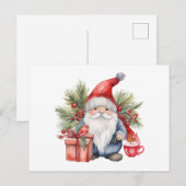 Schattigee Kerst Gnome Waterverf Feestdagenkaart (Voorkant / Achterkant)