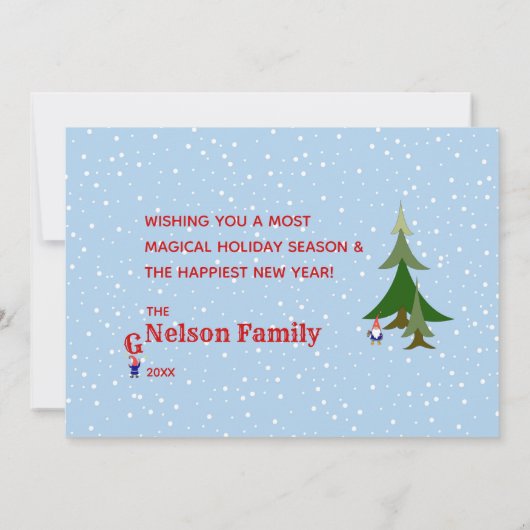 ⛄ Schattigee Kerst Gnomes G-Noel Feestdagenkaart (Achterkant)