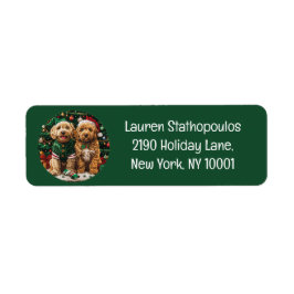 Schattigee Kerst Goldendoodle Puppy Dogs Etiket