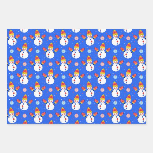 Schattigee kerst grillige sneeuwman Santa rendier Inpakpapier Vel (Voorkant)