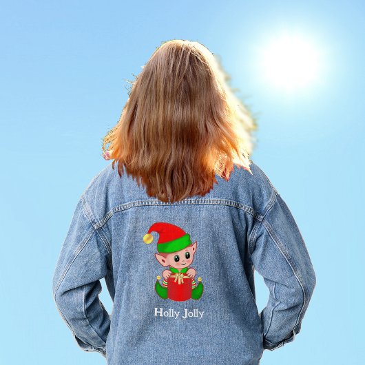 Schattigee kerst groene rode elf denim jacket