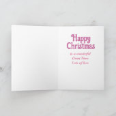 Schattigee kerst groot nichtje roze wintermuis feestdagen kaart (Binnen)