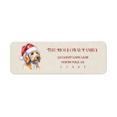 Schattigee Kerst Hand getrokken Golden Doodle Retu Etiket (Voorkant)
