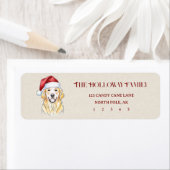 Schattigee Kerst Hand getrokken Golden Retriever R Etiket (Insitu)