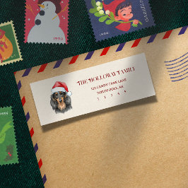 Schattigee Kerst Hand Getrokken Teckel Terug Etiket