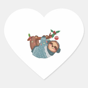 Schattigee kerst hangende luiaard hart sticker