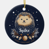Schattigee Kerst Hedgehog Pet Name Keramisch Ornament (Voorkant)